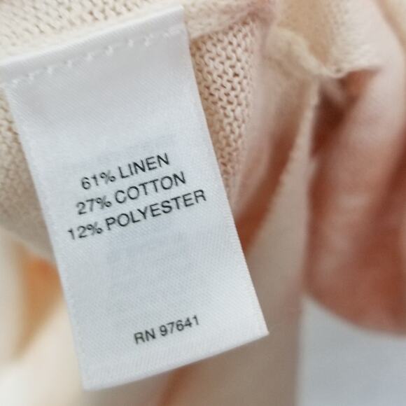 *NEW* J. Jill pure jill Linen Cotton Deep V-neck Sweater Peaches & Cream Size M - Picture 8 of 9